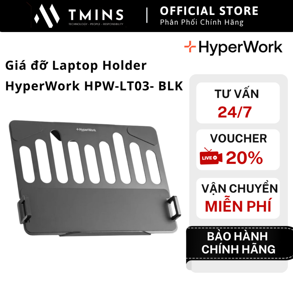 Giá đỡ Laptop Holder HyperWork HPW-LT03- BLK  - Hàng Chính Hãng