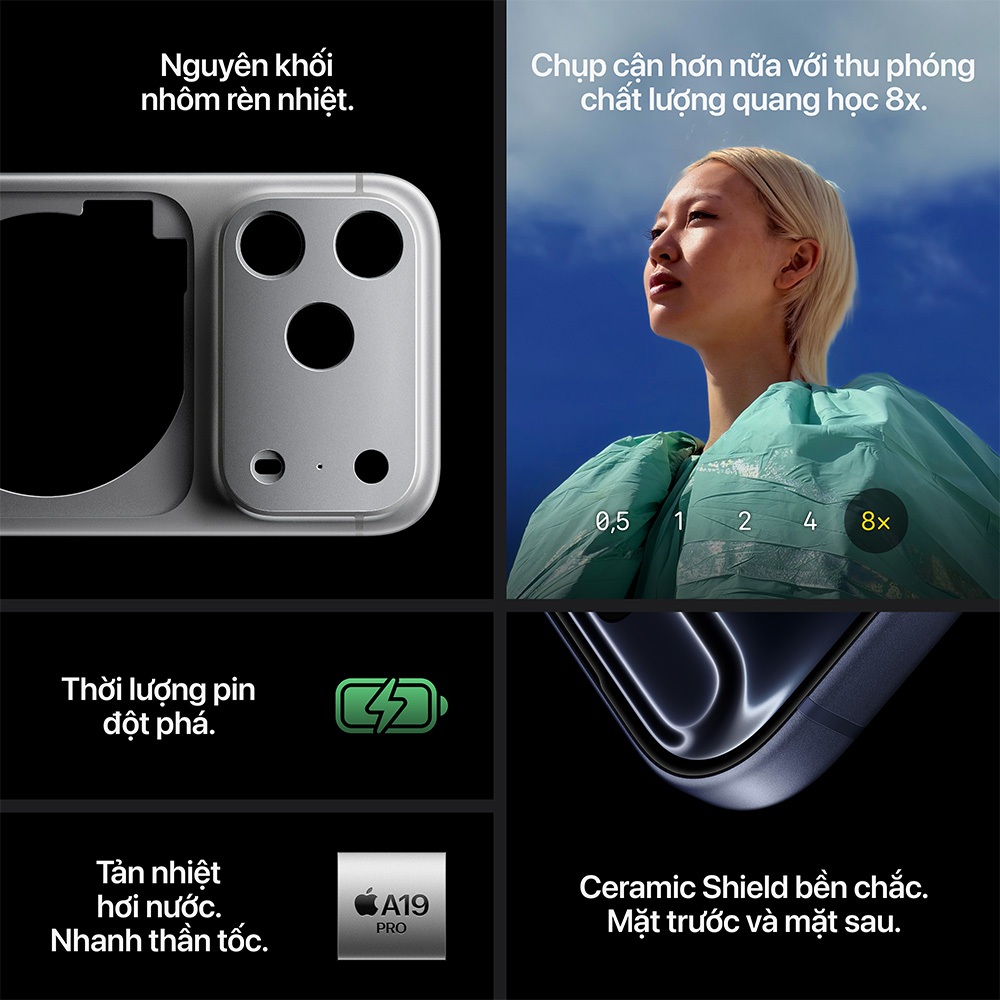 Điện thoại Apple iPhone 17 Pro 256GB (Chip A19 Pro | RAM 12GB | Pin 4252 mAh | Màn hình 6.3" 120Hz) | BigBuy360 - bigbuy360.vn