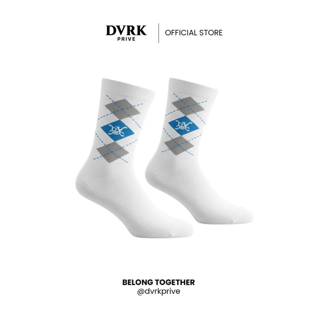 [GIFT] Vớ Trắng Unisex Cổ Trung DVRK Privé Argyle Socks Chất Liệu Modal Cao Cấp Co Giãn Thoáng Khí B