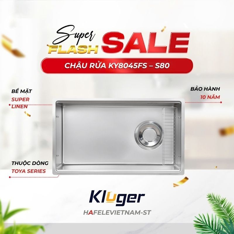 [BẢO HÀNH 10 NĂM + TẶNG VÒI RỬA] Chậu rửa chén Kluger KY8045FS – S80 – Thiết Kế Sang Trọng