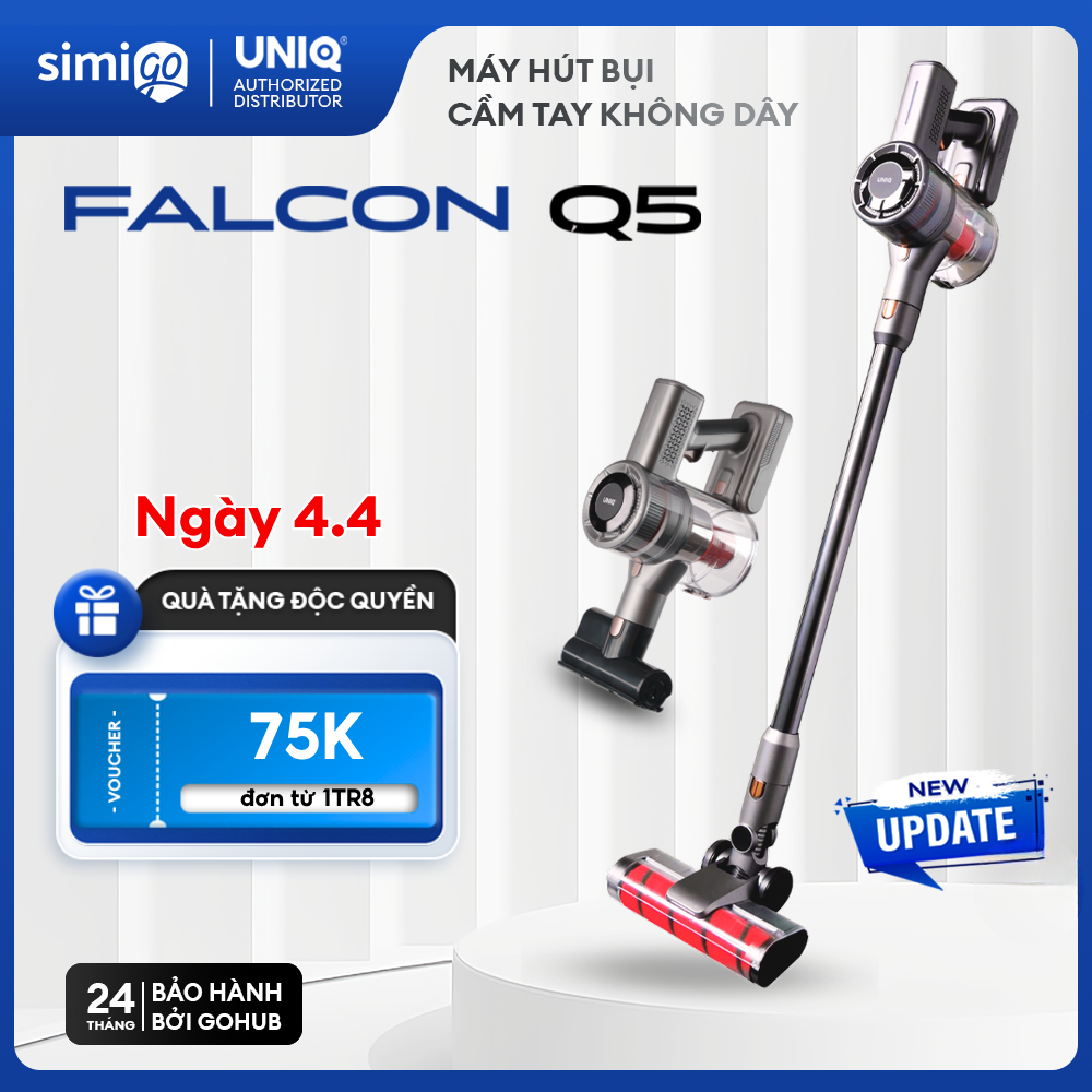 Máy hút bụi cầm tay không dây UNIQ Falcon Q5 cây hút bụi lau nhà giường nệm gia đình đa năng xe ô tô ga sofa mini