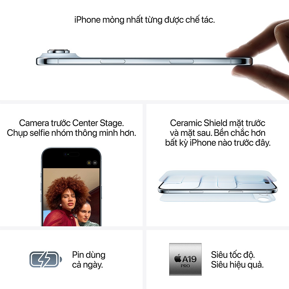 Điện thoại Apple iPhone Air 256GB (Chip A19 Pro | RAM 8GB | Pin 3149 mAh | Màn 6.5 inch | Nhẹ 165g) | BigBuy360 - bigbuy360.vn