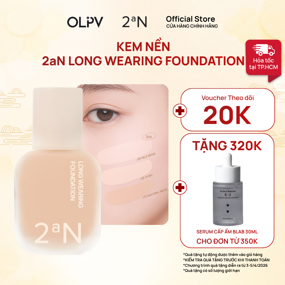 Kem nền lâu trôi che phủ cao 2aN Long Wearing Foundation 30ml màu #23
