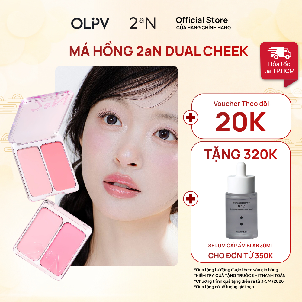 Bảng phấn má hồng 2 ô 2aN Dual Cheek 4.5gx2 phù hợp với mọi tone dạ