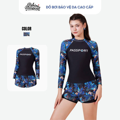 Bộ bikini nữ bigsize tay dài chống UV đi du lịch - Bikini Passport - BS537_FLO