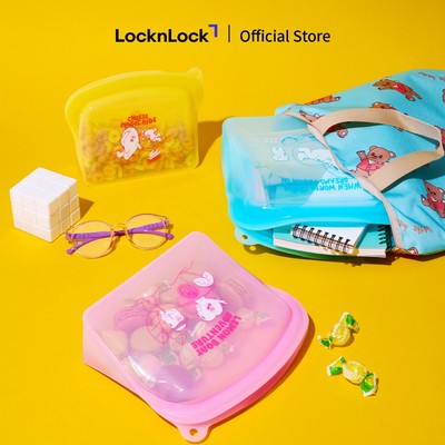 Túi Silicone LocknLock Balloon Friends LWP chịu nhiệt đựng thực phẩm đa năng 600ml/1200ml/2000ml