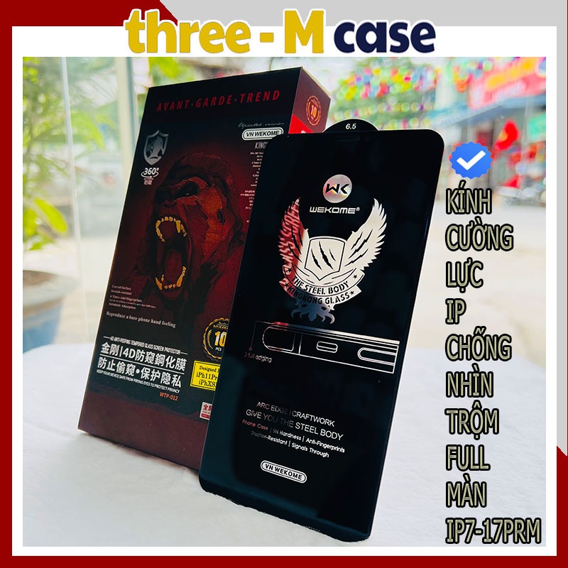 Kính Cường Lực iP Kingkong Chống Nhìn Trộm,Cường Lực Điện Thoại Full Màn iP7-17Pro Max