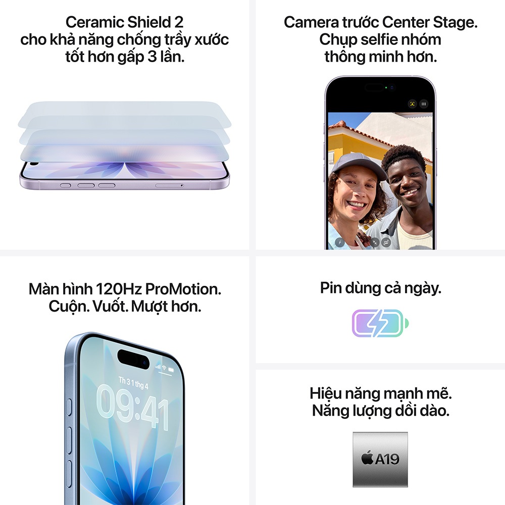 Điện thoại Apple iPhone 17 256GB (Chip A19 | RAM 8GB | Màn hình 6.3" 120Hz | Camera kép 48MP) | BigBuy360 - bigbuy360.vn