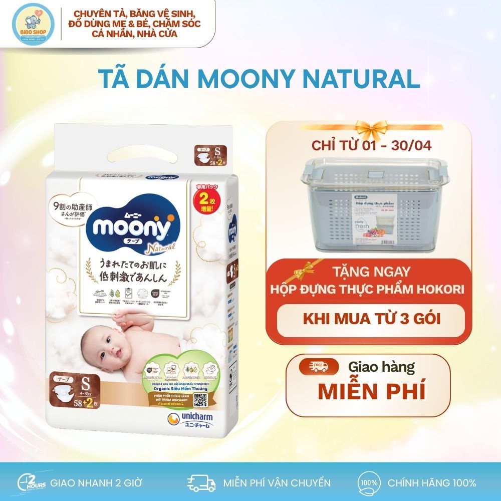 { BIBO SHOP} Tả dán Moony Dịu Nhẹ NATURAL Đủ Size NB/S/M/L - Chính hãng Unicharm