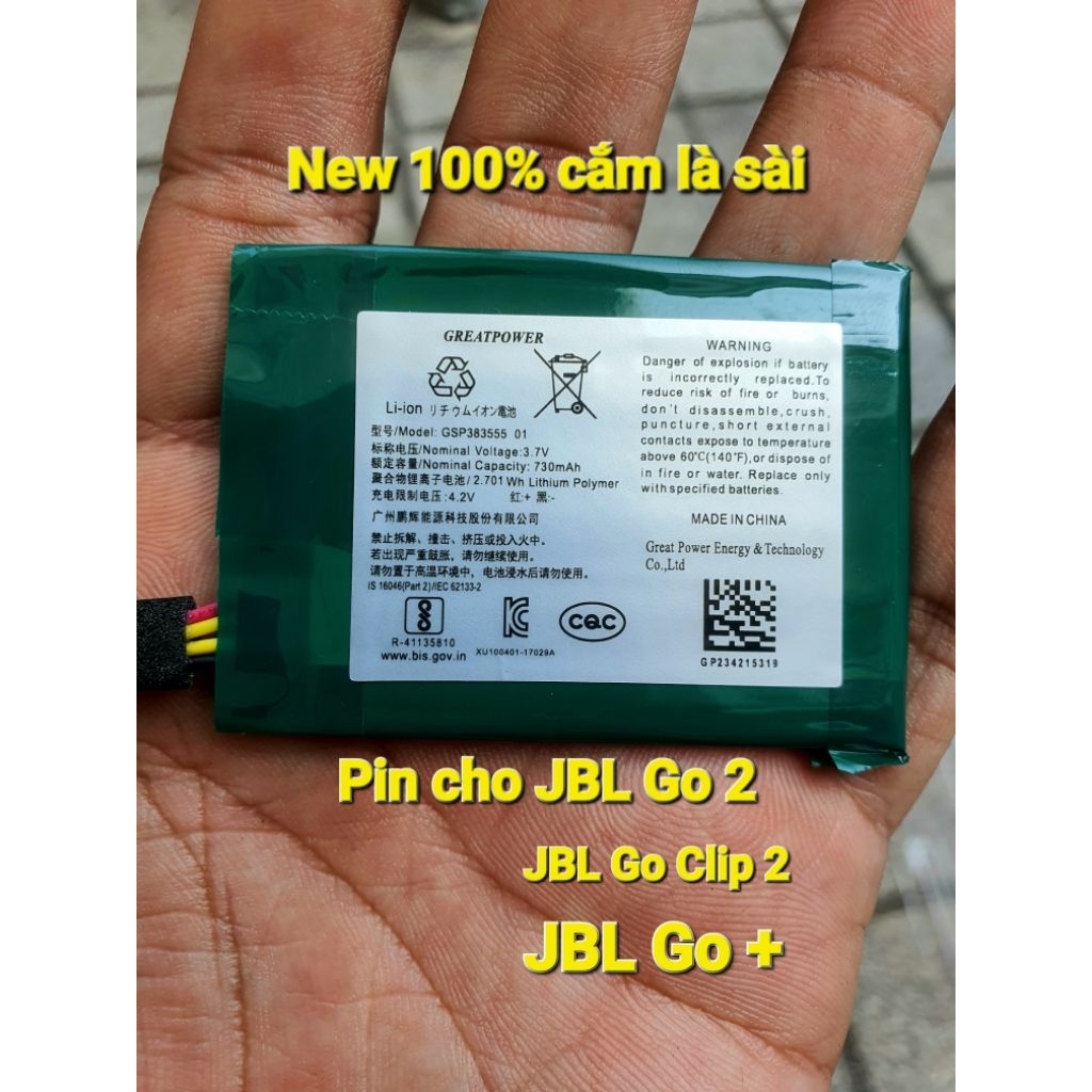 Pin thay thế loa Bluetooth JBL Go2, Go clip 2, Go+
