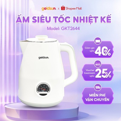 Ấm Siêu Tốc Nhiệt Kế Goldsun GKT2644 Dung Tích 1.8L, Leami LEA KT1202 Dung Tích 1,2L Công Suất 1500W, Inox SUS304
