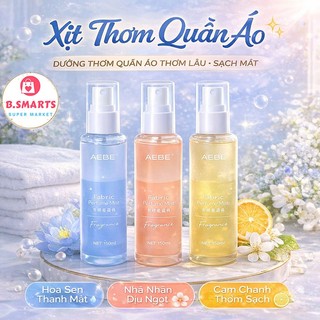 Xịt Khử Mùi Quần Áo AEBE 150ml Hương Hoa Trái Cây, Chai Xịt Thơm Vải Khô Kháng Khuẩn Chống Ẩm Mốc