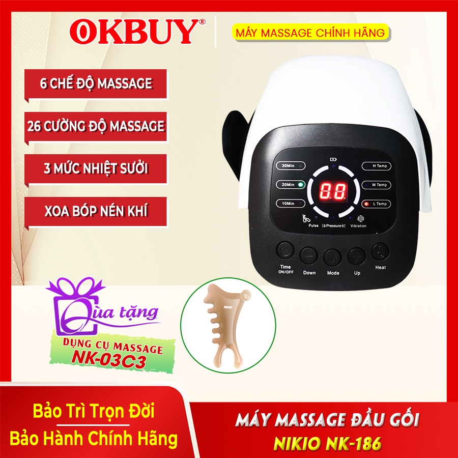 Máy massage đầu gối Nikio NK-186 - Công nghệ 5in1 rung, nóng, xung điện, hồng ngoại và túi khí