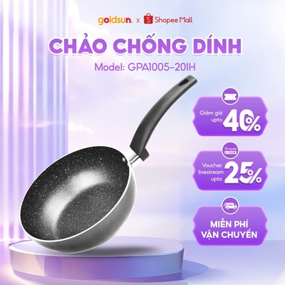 Chảo Chống Dính Sâu Lòng Vân Đá Đáy Tổ Ong Dùng Cho Mọi Loại Bếp - GOLDSUN GPA1005-20IH