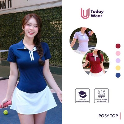 [Xả Hàng Giá Sốc] Áo thể thao nữ cổ polo cách điệu cộc tay Posy top Today U Wear kiểu dáng trẻ trung năng động