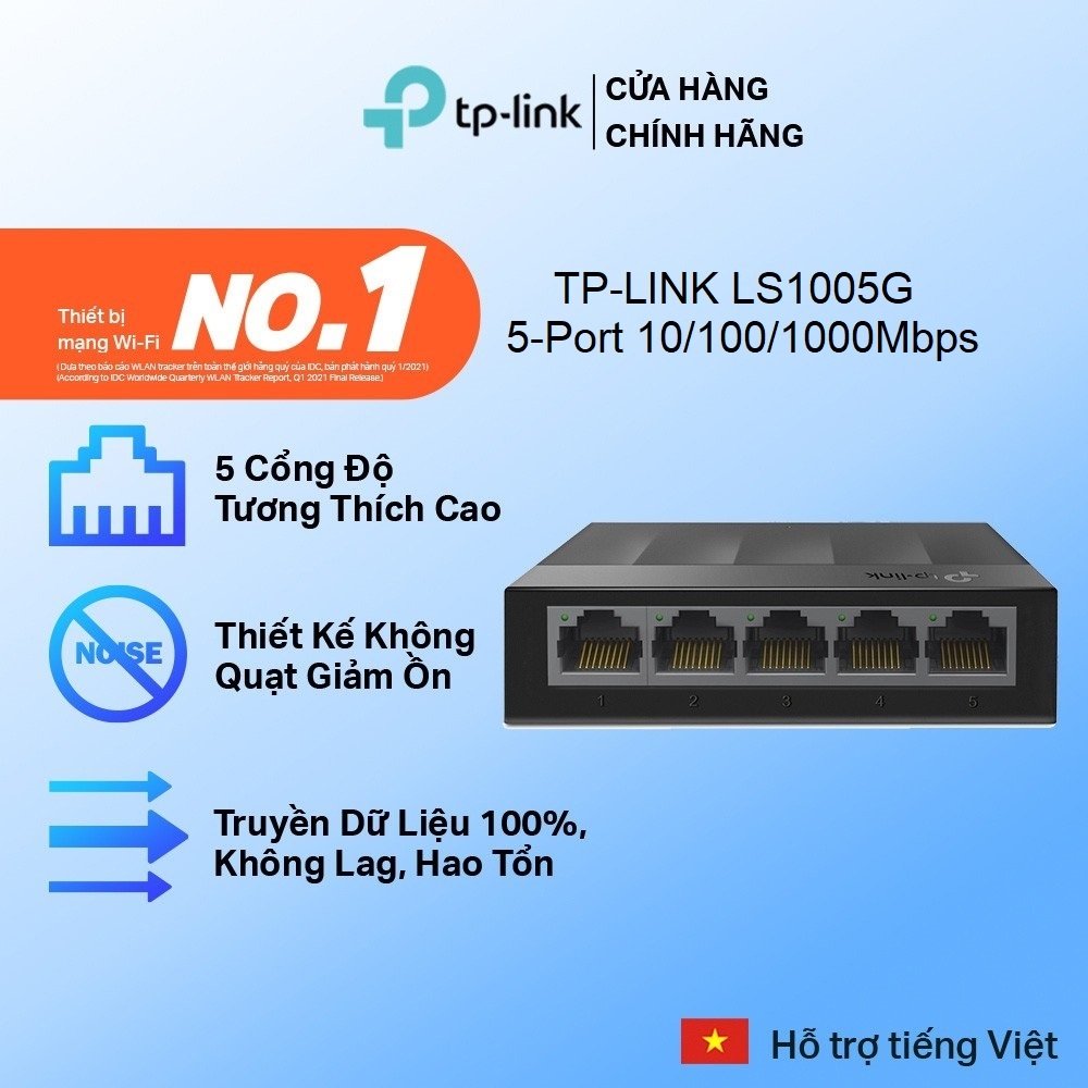 Bộ chia mạng Lan 5 Cổng TPLink LS1005G Gigabit RJ45 (TL-LS1005G Gigabit) tốc độ mạng 100/1000Mbps ( 