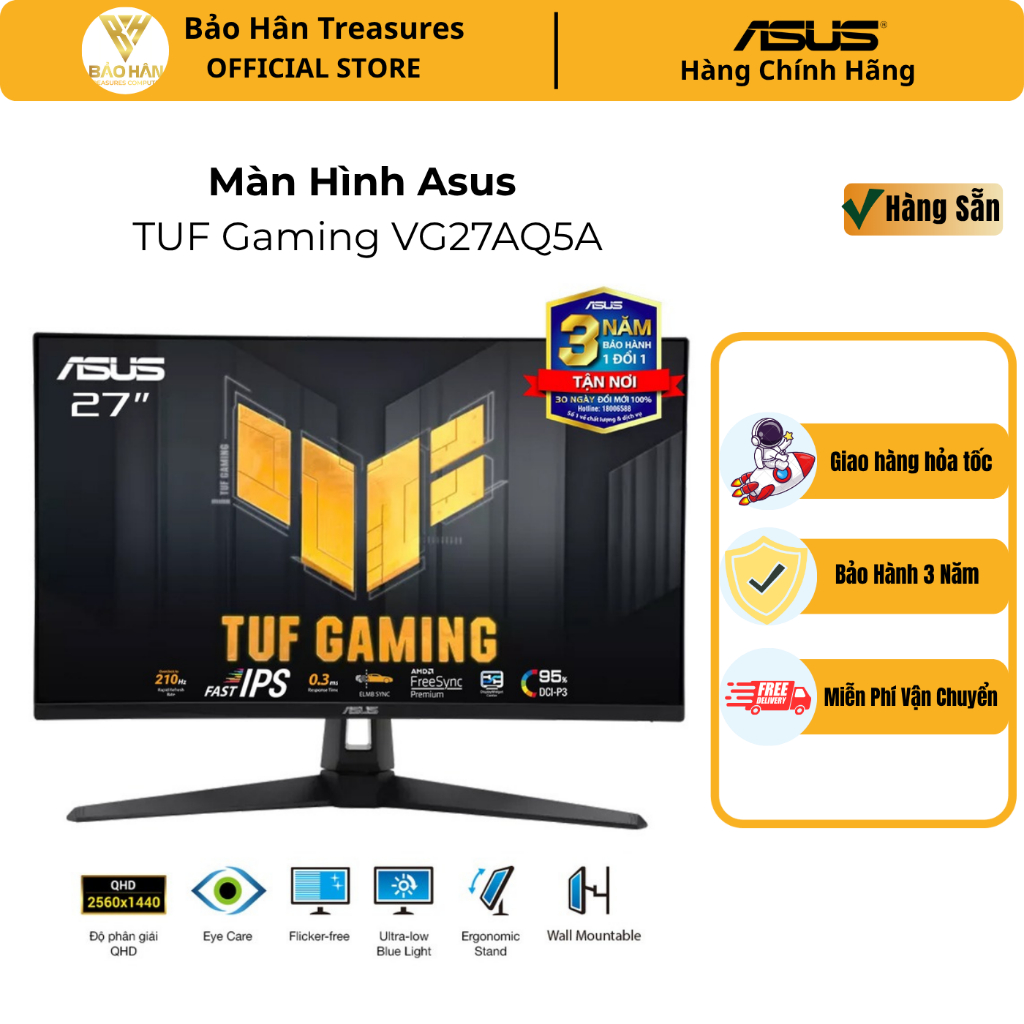 Màn Hình Gaming Asus TUF VG27AQ5A 27 Inch/ 2K/ IPS/ 210Hz/ 0.3 ms - Hàng Chính Hãng