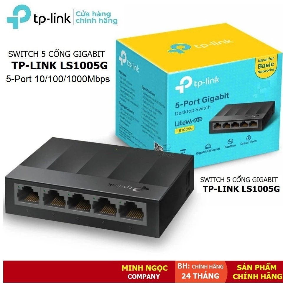 Bộ chia mạng Lan 5 Cổng Gigabit TPLink LS1005G tốc độ mạng 10/100/1000Mbps - Bảo Hành 24 Tháng