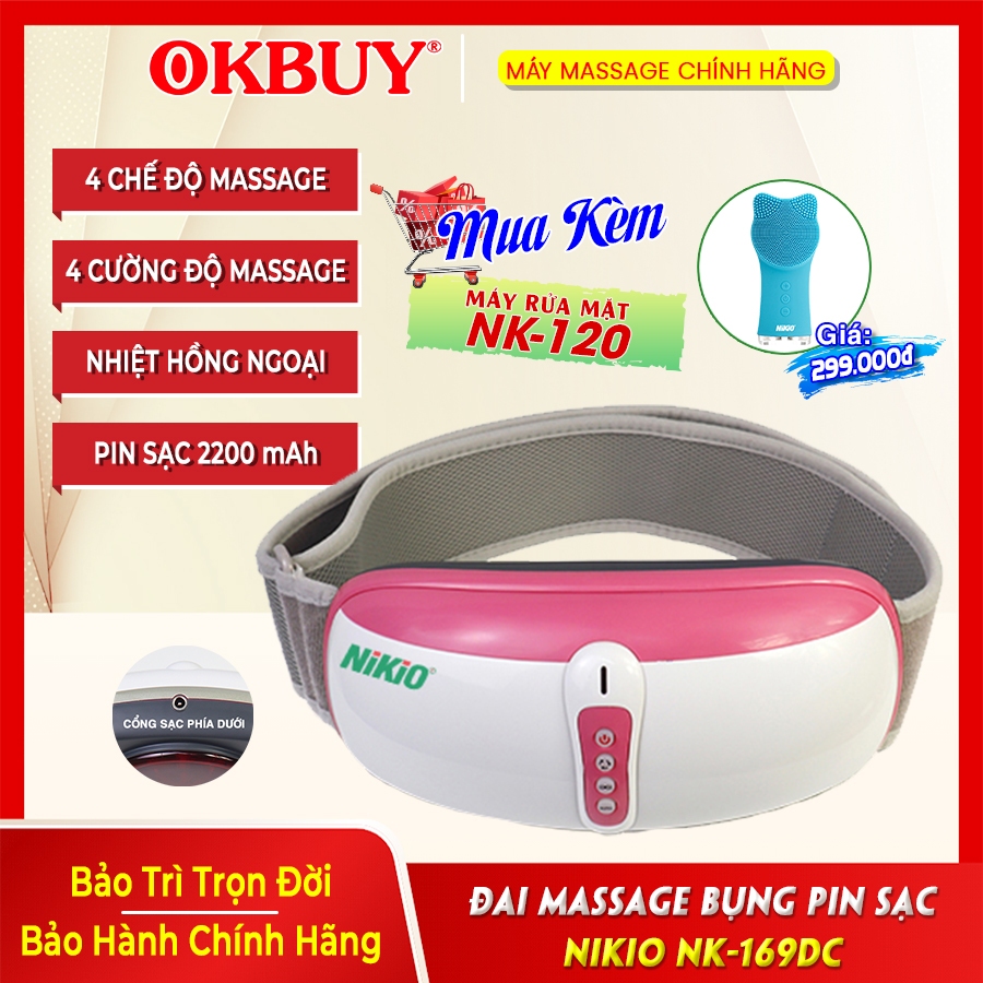 Máy massage bụng Nikio NK-169DC - Matxa thư giãn cơ bụng, săn chắc vòng eo, pin sạc tiện lợi