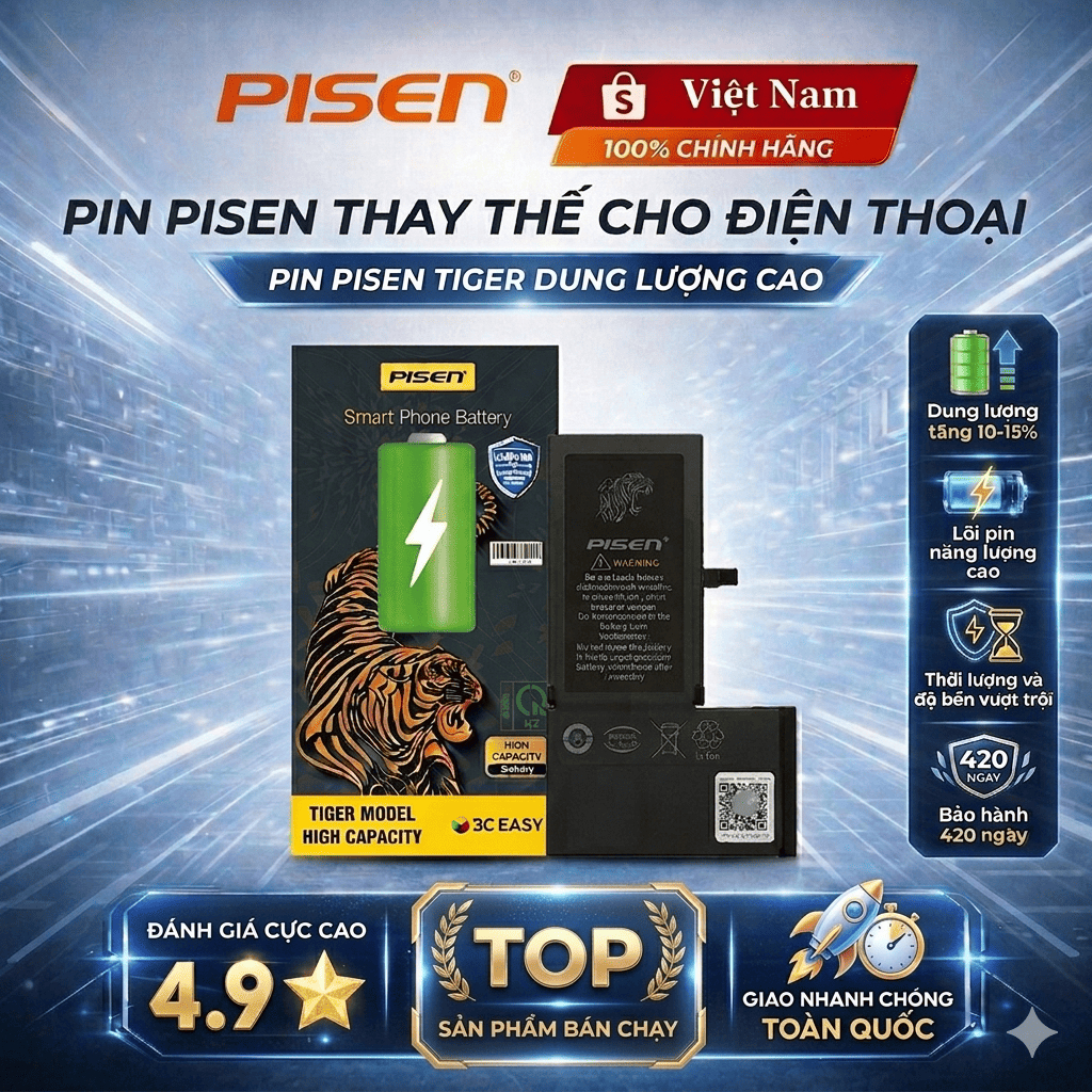 [Hỏa tốc] Pin Pisen Hổ Dung Lượng Cao - Chính Hãng Pisen Việt Nam - Bảo Hành 420 Ngày