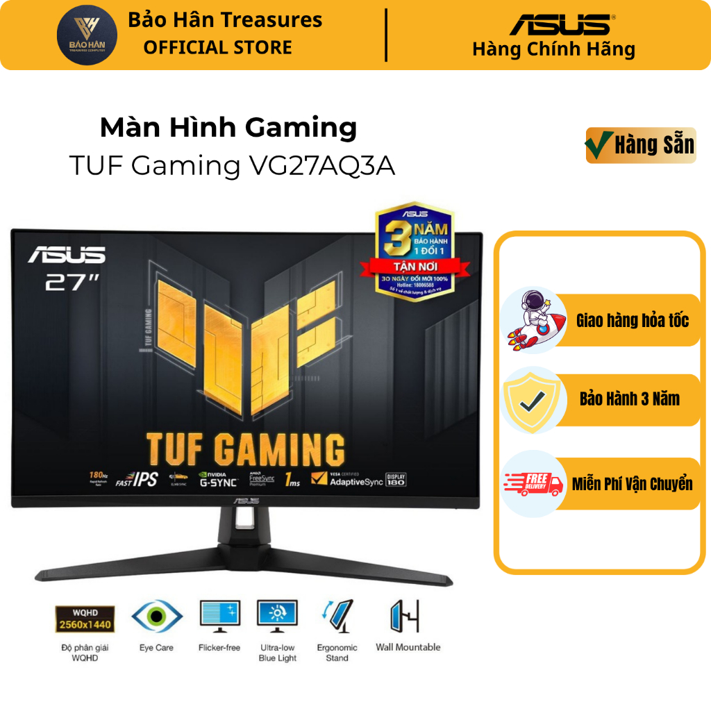 Màn hình chơi game TUF Gaming VG27AQ3A Gaming Monitor – 27-inch QHD(2560x1440) 180Hz Fast IPS 1ms - 