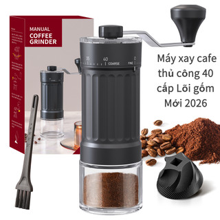 Máy xay cafe thủ công 40 cấp Lõi gốm Portable Hộp kính Dễ rửa Mới 2026