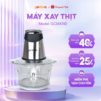 Máy xay thịt Goldsun GMC4740 500W dung tích 2L lưới dao 4 cánh inox 304 ko gỉ