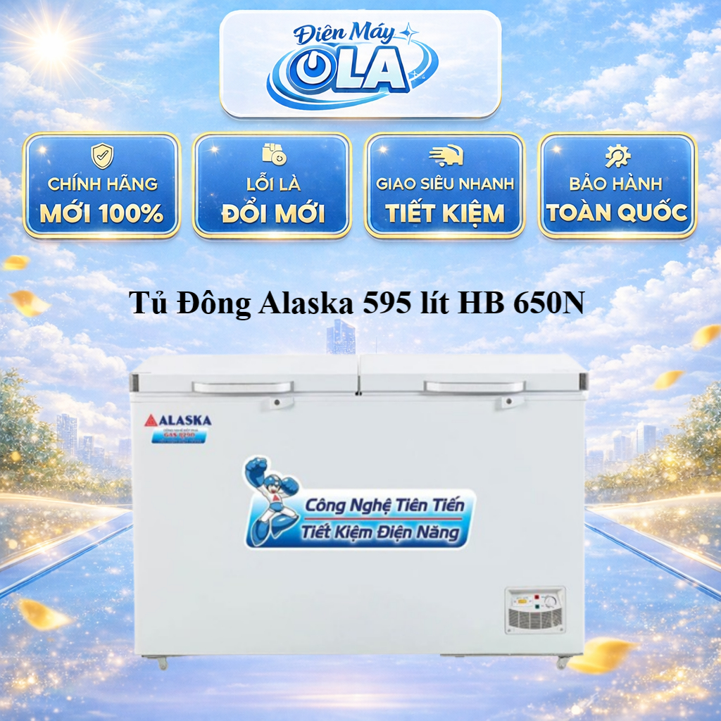(HCM) - HB 650N - Tủ đông ALASKA KHÔNG INVERTER HB-650N 595 LÍT