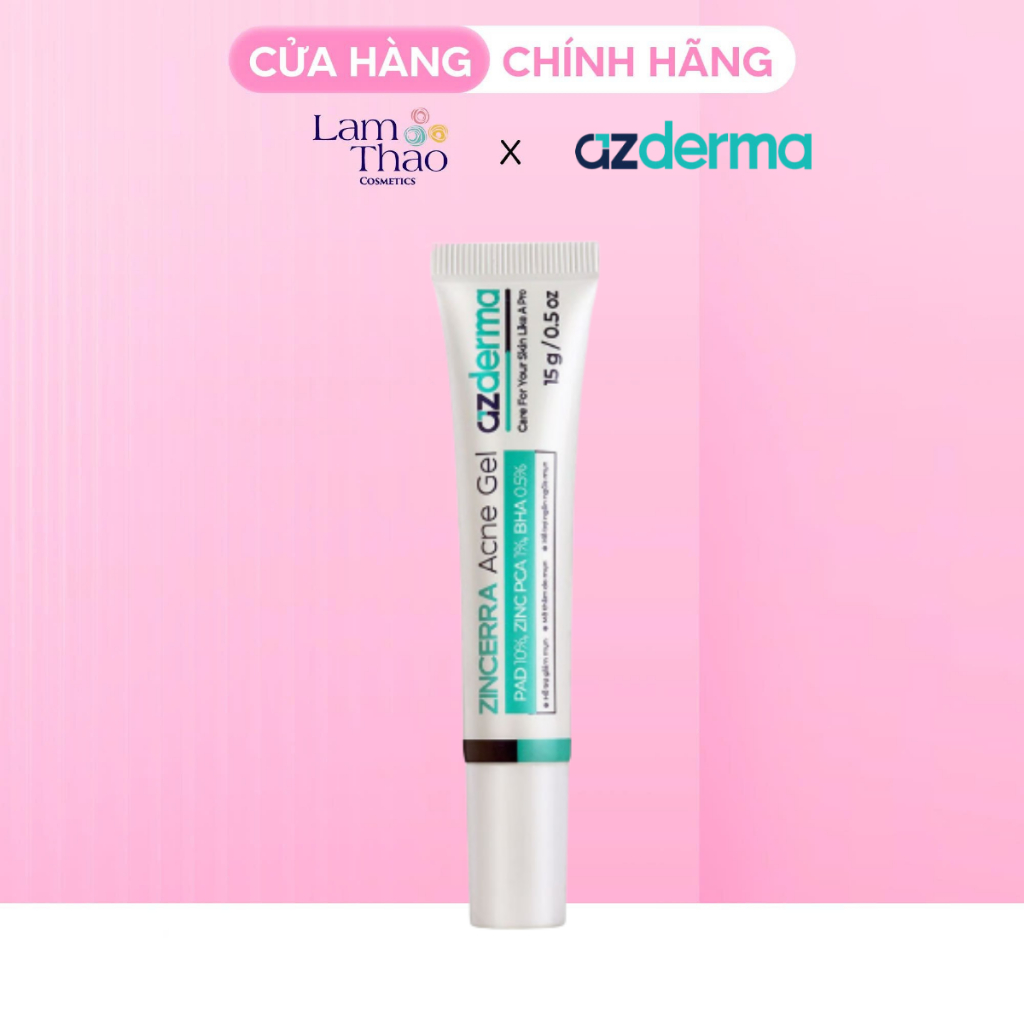 Gel Hỗ Trợ Giúp Giảm Mụn Sưng Viêm Azderma Zincerra Acne Gel