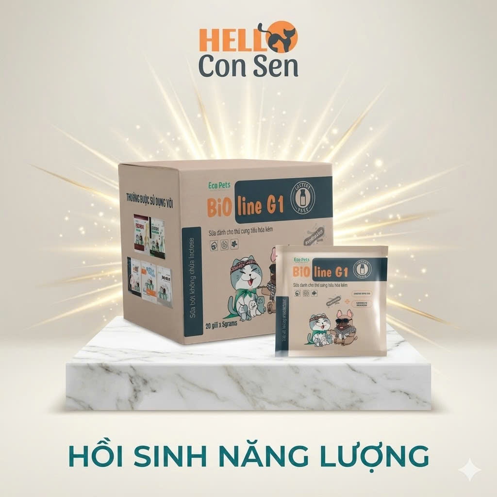 Combo 5 Sữa dinh dưỡng cho mèo Helloconsen BIOLINE G1 Eco Milk không chứa lactose hòa tan dành cho m