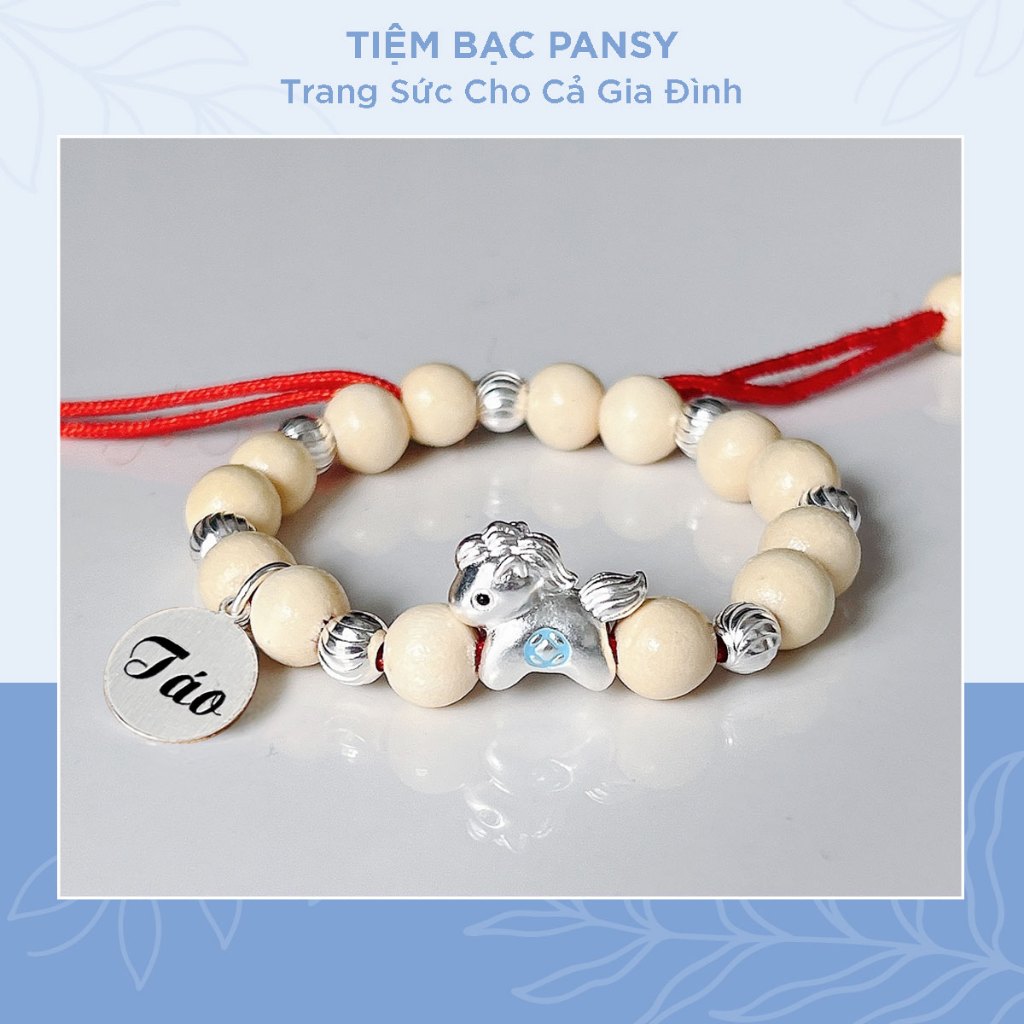 Vòng dâu tằm charm ngựa bạc cho bé Bính Ngọ 2026
