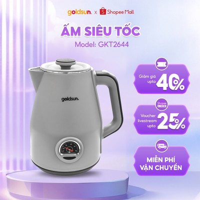 Ấm Siêu Tốc Nhiệt Kế Goldsun GKT2644 & GKT2645 Dung Tích 1.8L, Công Suất 1500W, Inox SUS304