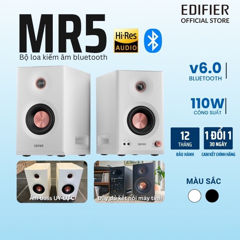 Loa Edifier MR5 Bluetooth 6.0 Kiểm Âm 110W, Hires Audio Codec LDAC, Balance TRS | Bảo Hành 12 Tháng