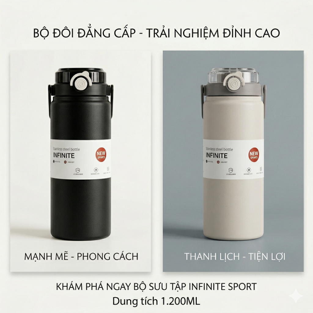 Bình giữ nhiệt INFINITE SPORT Kiểu dáng thể thao dung tích 1.2L.