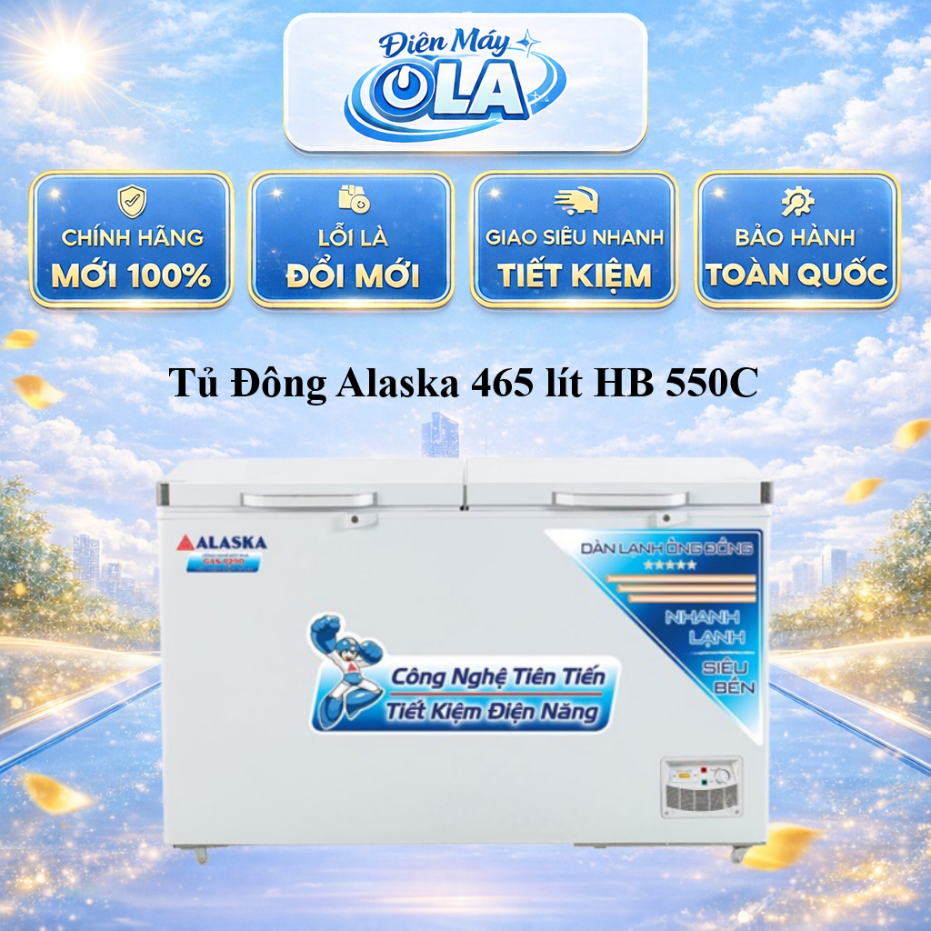 Tủ Đông Alaska HB-550C 2 Cánh Nắp Dỡ, Dung Tích 550L