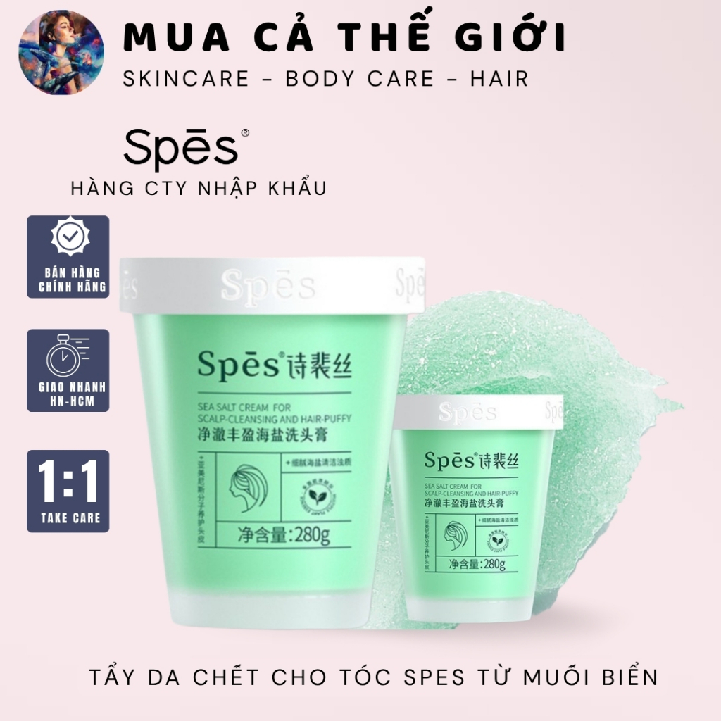 Tẩy da chết cho tóc Spes từ muối biển