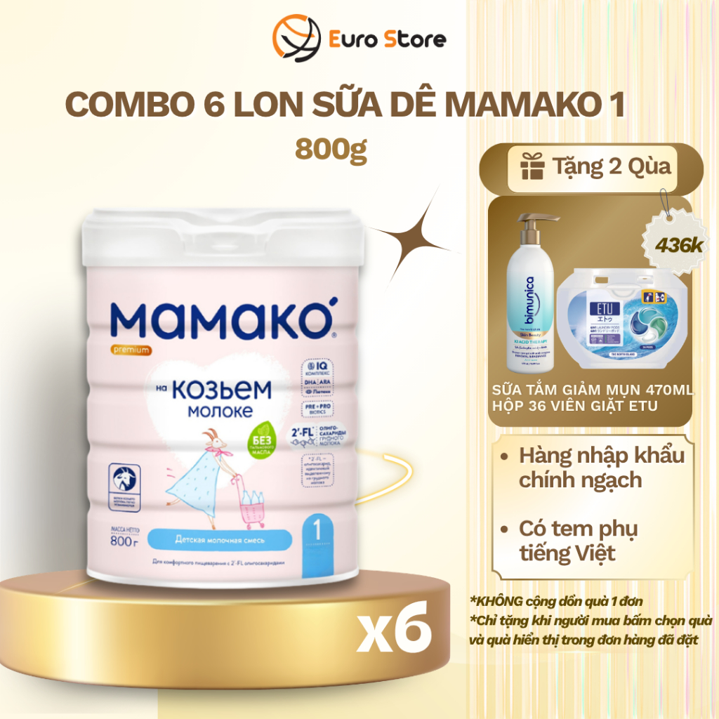 [Thùng 6 Lon] Sữa Dê MAMAKO 1 Premium Euro Store - 800g