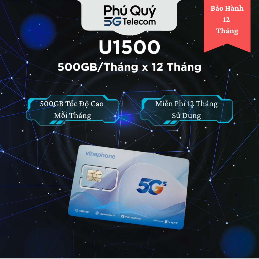 Sim 4G 5G Vinaphone U1500, 12TD49, FHAPPY, BIG50Y Sử Dụng Miễn Phí 12 Tháng, Đăng kí chính chủ tại c