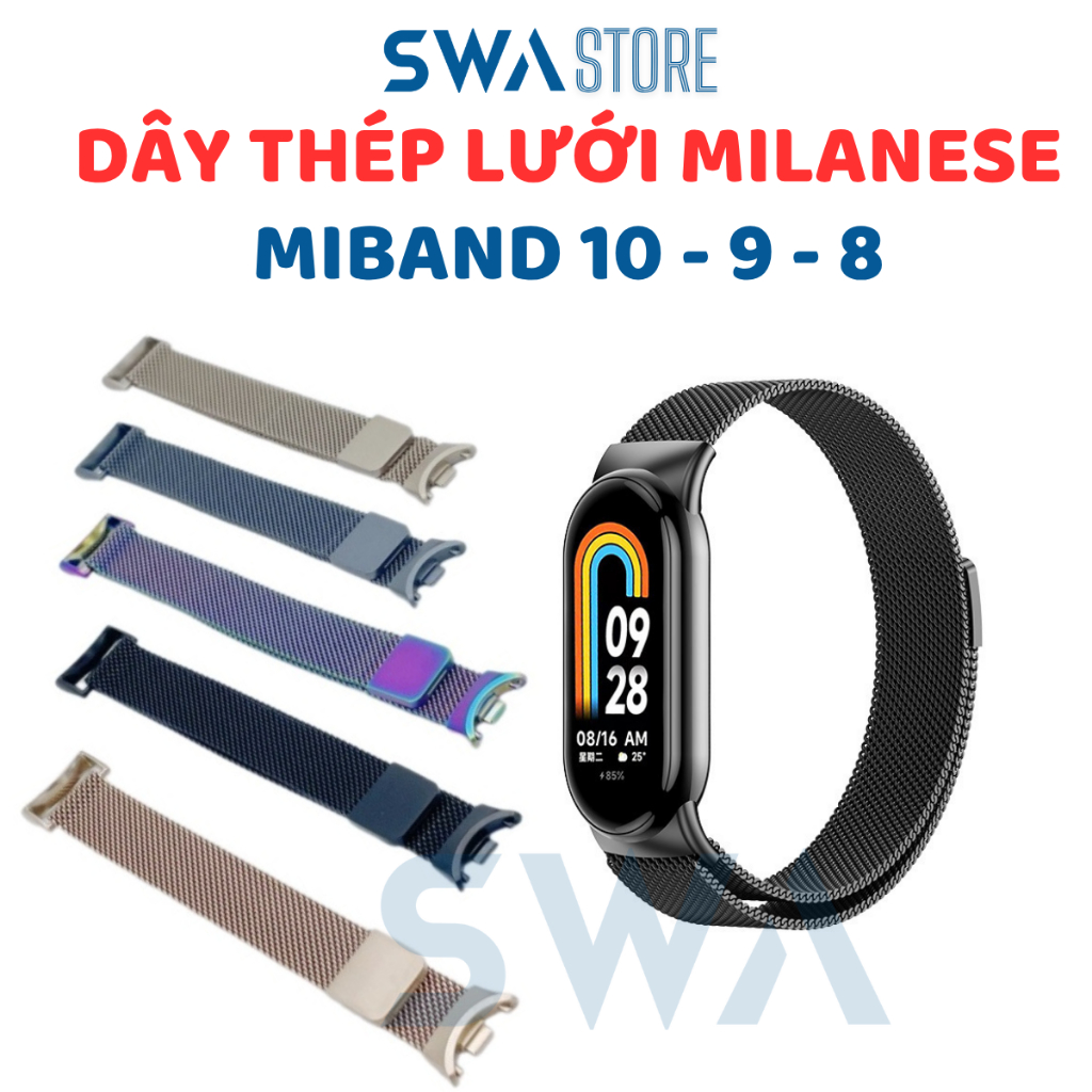 Dây Thép Lưới Milanese Dùng Cho Miband 10 Miband 9 Miband 8 MB08 SWA