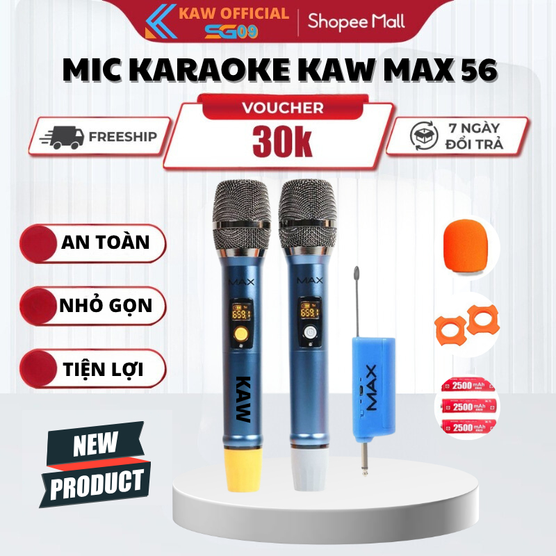 Micro Không Dây Đa Năng MAX 56 Thế Hệ Mới, Hát Nhạy Tích Hợp Cổng Sạc, Tiện Lợi, BH 12 Tháng