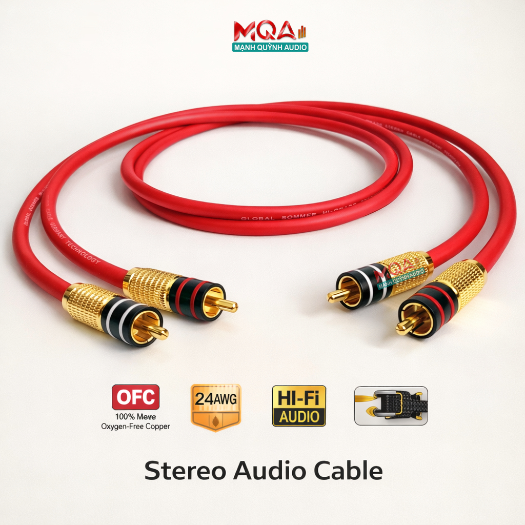(Cặp) Dây Audio Sommer Stereo Cable Hi-Res 2RCA to 2RCA Hi-Grade Lõi Đồng Chống Nhiễu Jack Đồng Hợp 