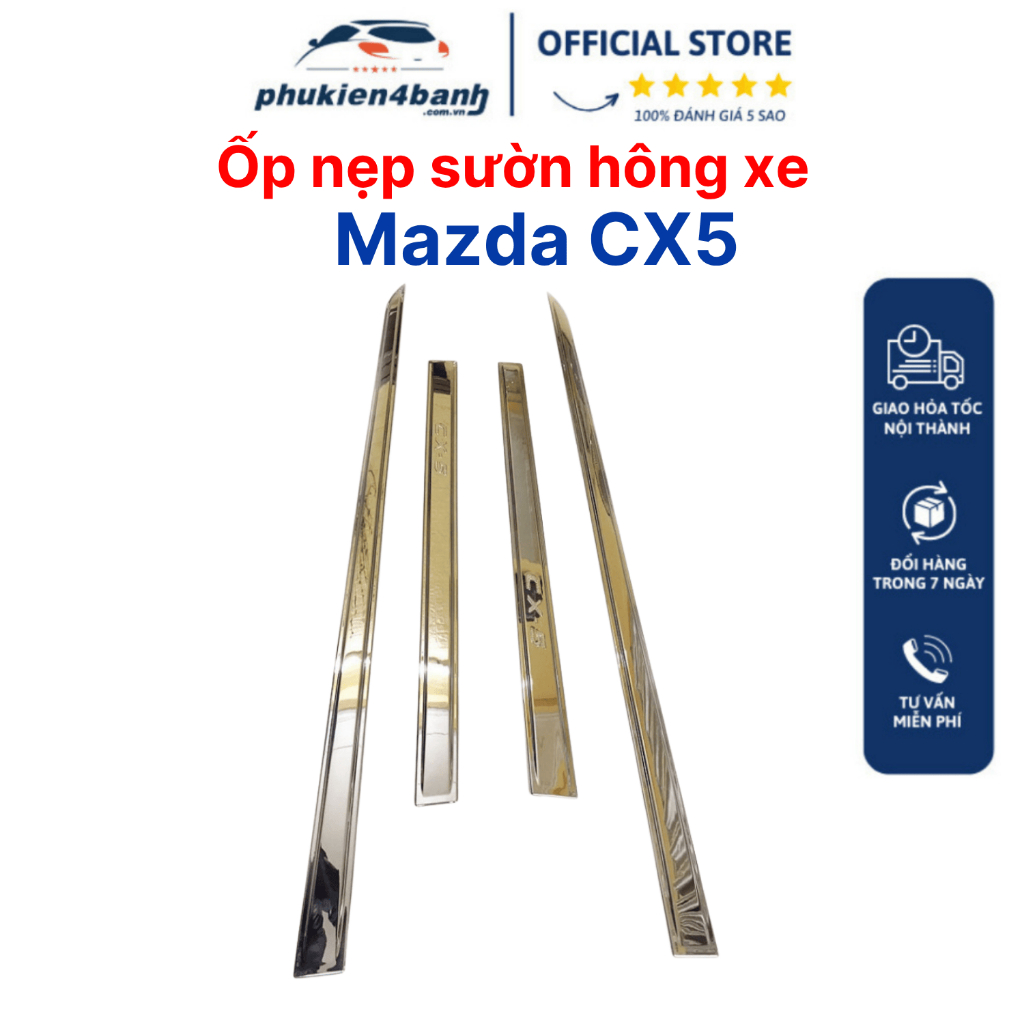 Nẹp Sườn Xe Mazda CX5 2018- 2025 Nẹp Hông Xe Mazda CX5 Sáng bóng (Bản nhỏ)
