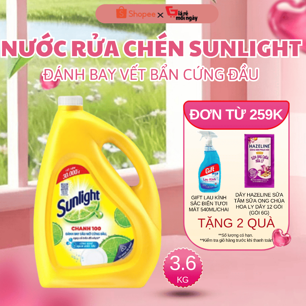 Nước rửa chén Sunlight Chanh Can 3.6Kg