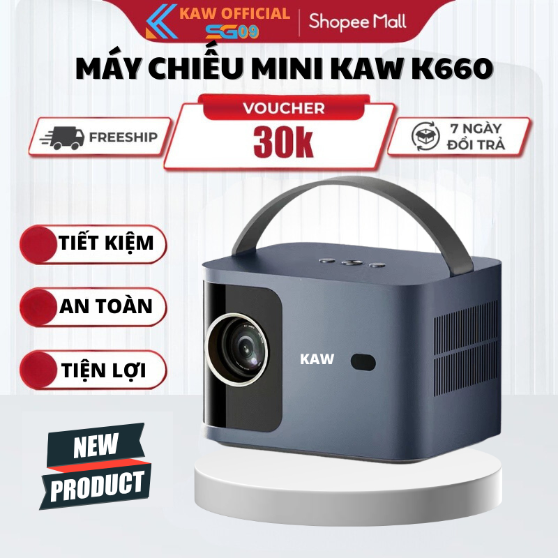 Máy Chiếu Mini KAW K660 Plus, Full HD, Độ Sáng Độ Nét Cao, Hàng Chính Hãng, BH 24 Tháng