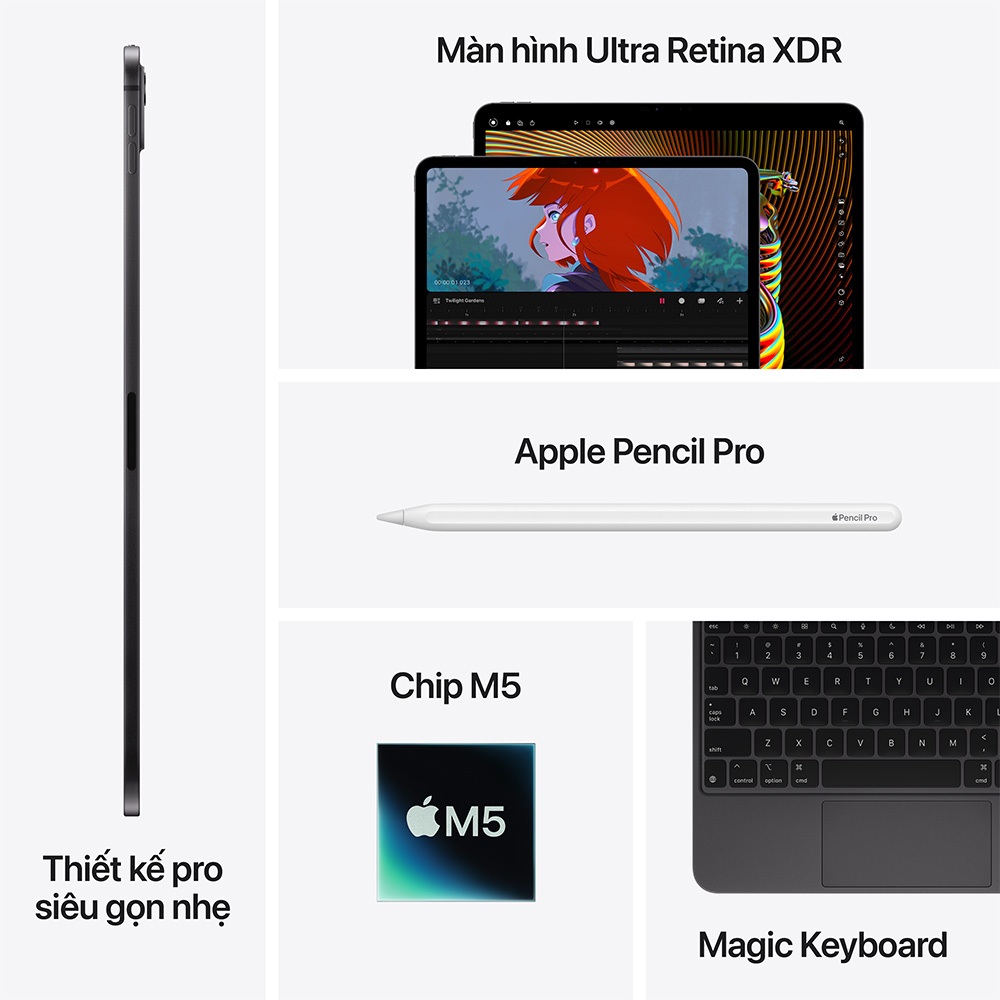 Máy tính bảng Apple iPad Pro M5 11 inch Wifi 256GB 2025 (Chip M5 | RAM 12GB | Ultra Retina XDR) | BigBuy360 - bigbuy360.vn