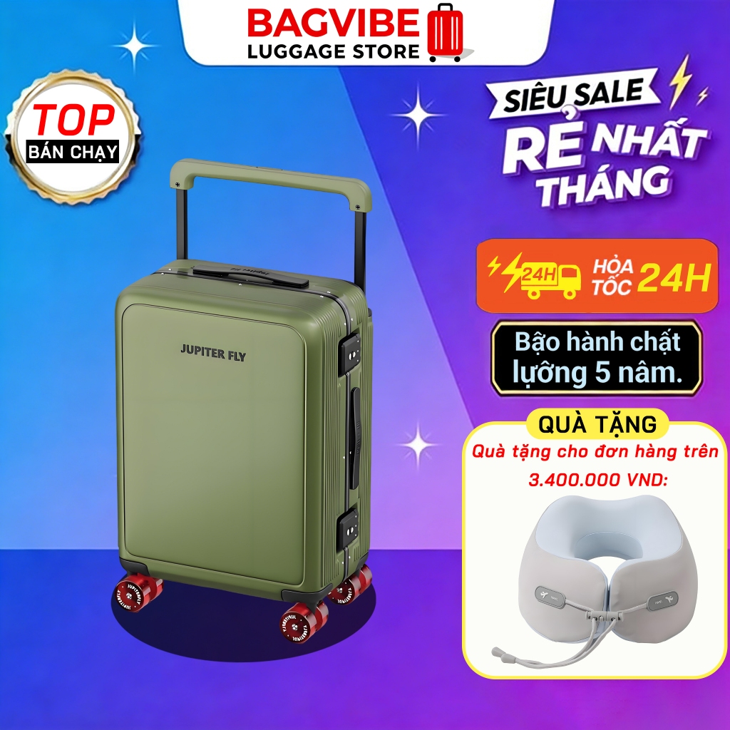 Vali xách tay vali kéo quảng châu Vali Du Lịch Khung Nhôm BSize 20/24/28 Cao Cấp Bảo Hành 10 Năm - L