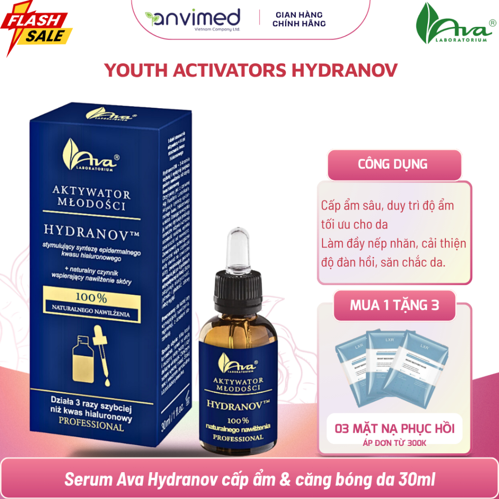 ✅ AVA LABORATORIUM Serum Ava Hydranov cấp ẩm & căng bóng da 30ml