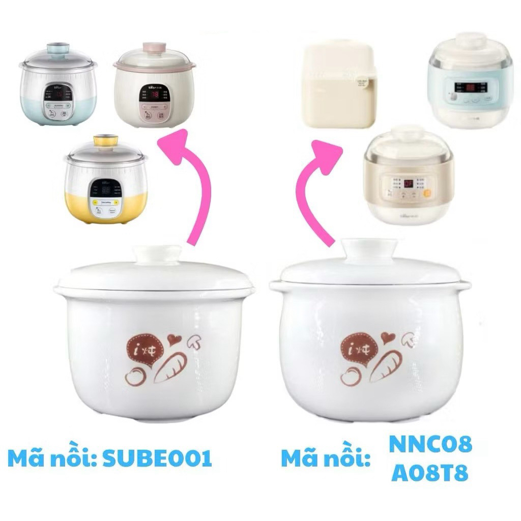 Thố sứ nồi Bear 0,8L SUBE001 Thố sứ nồi Bear 0,8L SB-NNC08 DDZ-A08T8 A08G2 Nắp sứ nồi Bear SUBE001 A