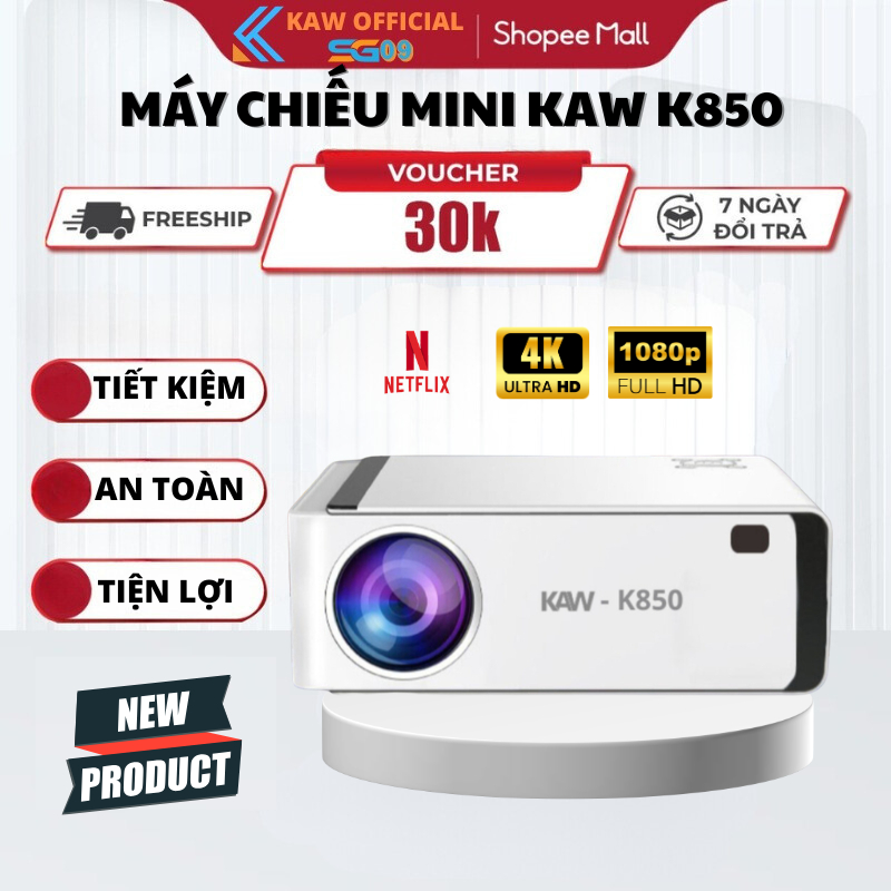 Máy Chiếu Mini KAW K850 Hệ Điều Hành Android, Full HD 1080, Âm Thanh Hay, Bảo Hành 24 Tháng