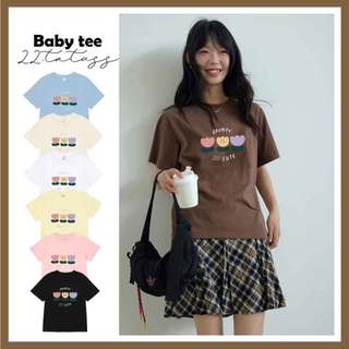 GRUMPY - Áo BABYTEE, áo thun form vừa màu pastel, vải 100% cotton dày dặn